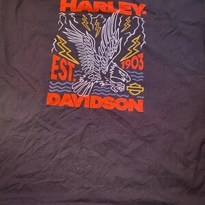 Harley-Davidson Black Short Sleeve Tee with Red & Yellow Eagle Graphic